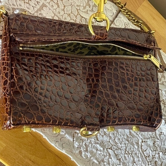 REBECCA MINKOFF Brown Croc MAC Embossed Chain Bag 💎EUC💎 MSRP $298 - Picture 9 of 14